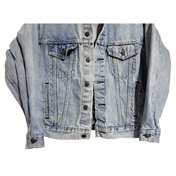 Levis S Vintage Denim Jacket Light Wash 100% Cotton Made In USA 1978 - Picture 6 of 13